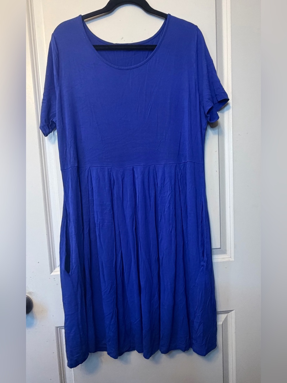 Plus Size Women’s 2XL Royal Blue Short Sleeve Knee Length Swing Dress